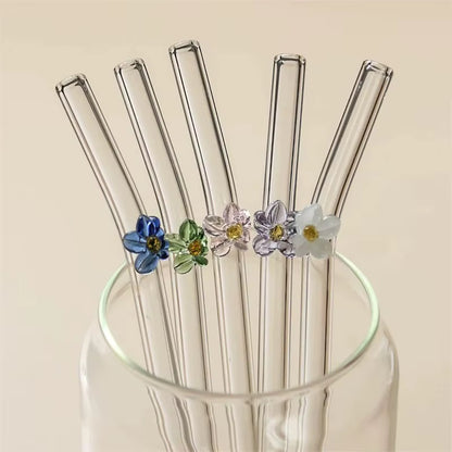 Flower Glass Straws