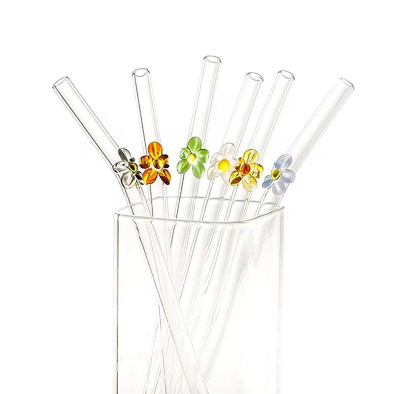 Flower Glass Straws