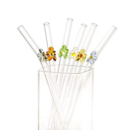 Flower Glass Straws