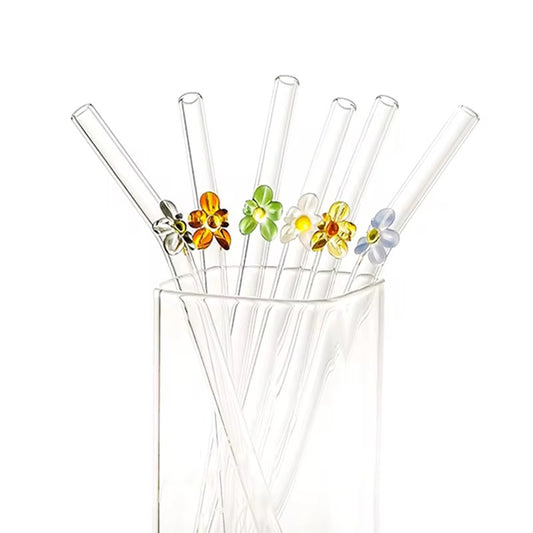 Flower Glass Straws