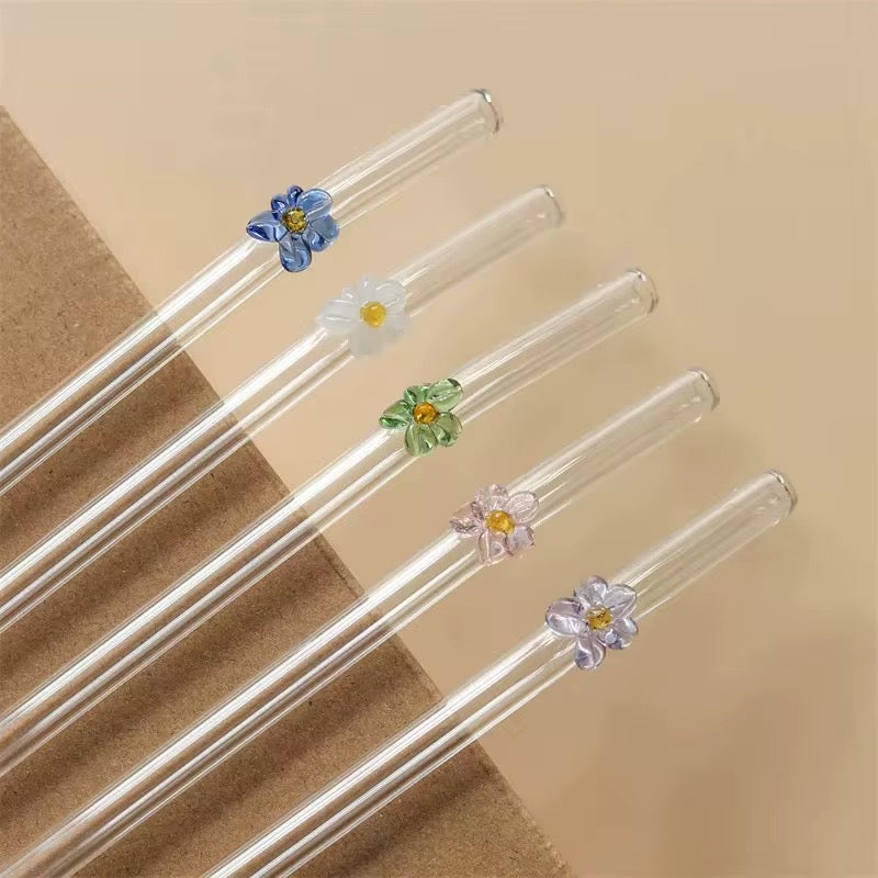 Flower Glass Straws